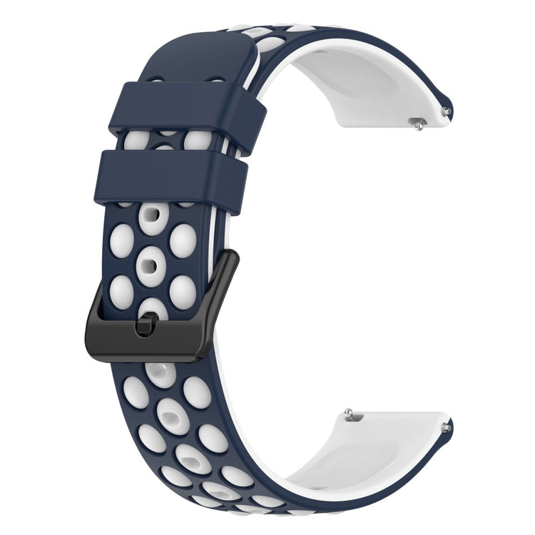 20mm Universal double color and holes design silicone watch strap - Midnight Blue / White#serie_10