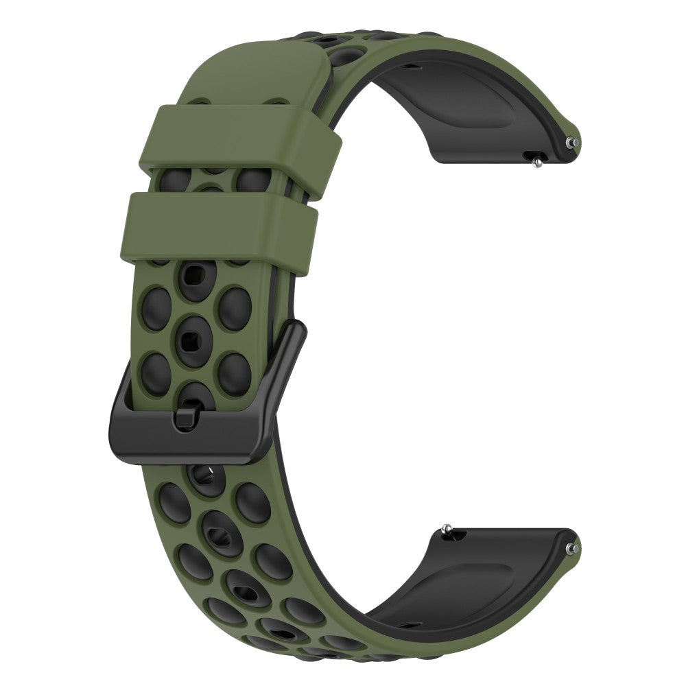 20mm Universal double color and holes design silicone watch strap - Army Green / Black#serie_2