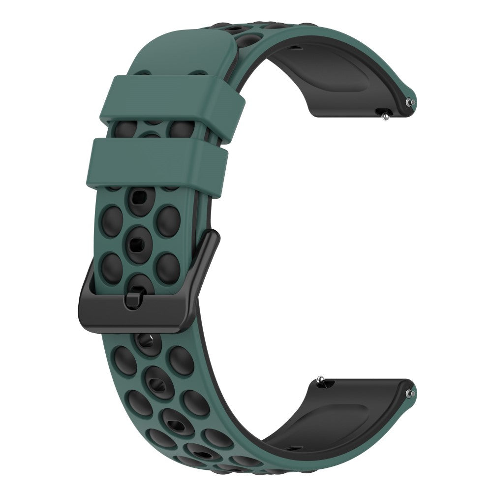 20mm Universal double color and holes design silicone watch strap - Olive Green / Black#serie_3