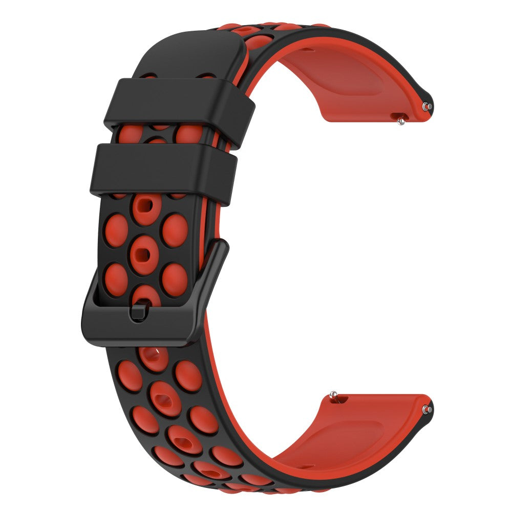 20mm Universal double color and holes design silicone watch strap - Black / Red#serie_6