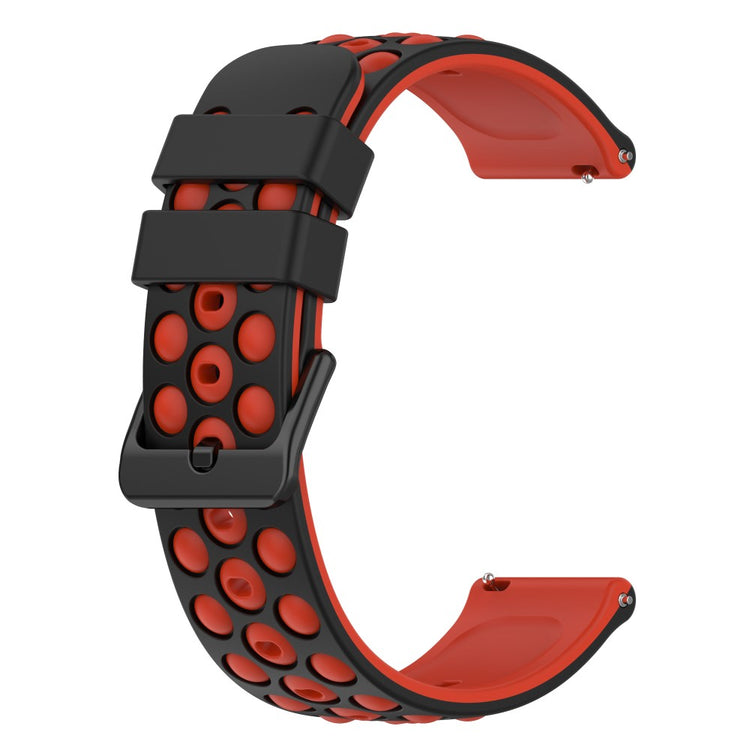20mm Universal double color and holes design silicone watch strap - Black / Red#serie_6