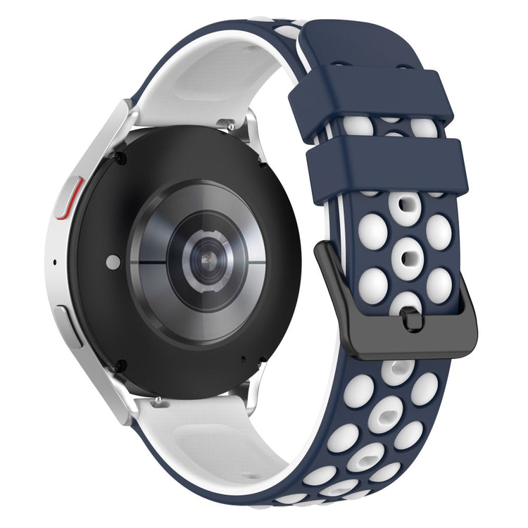 20mm Universal double color and holes design silicone watch strap - Midnight Blue / White#serie_10