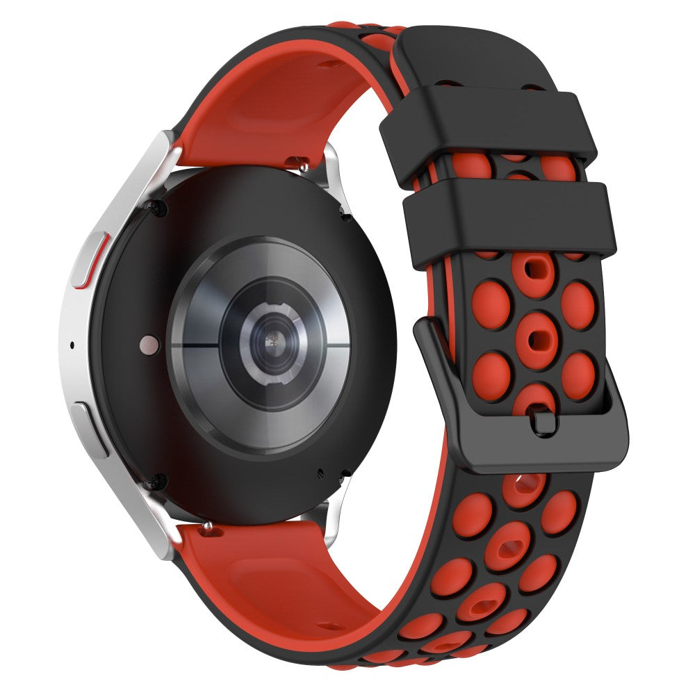 20mm Universal double color and holes design silicone watch strap - Black / Red#serie_6