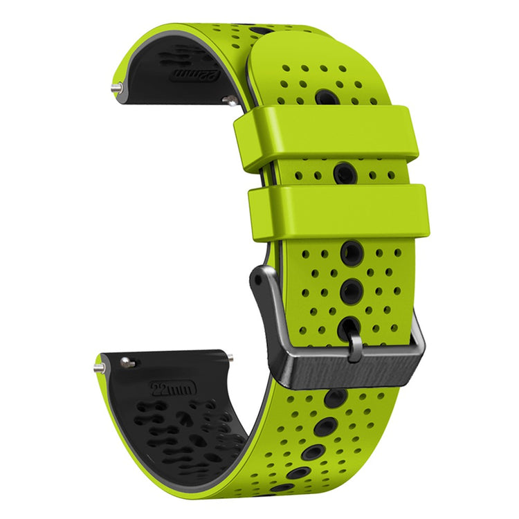 22mm Universal dual color silicone watch strap - Lime / Black#serie_11