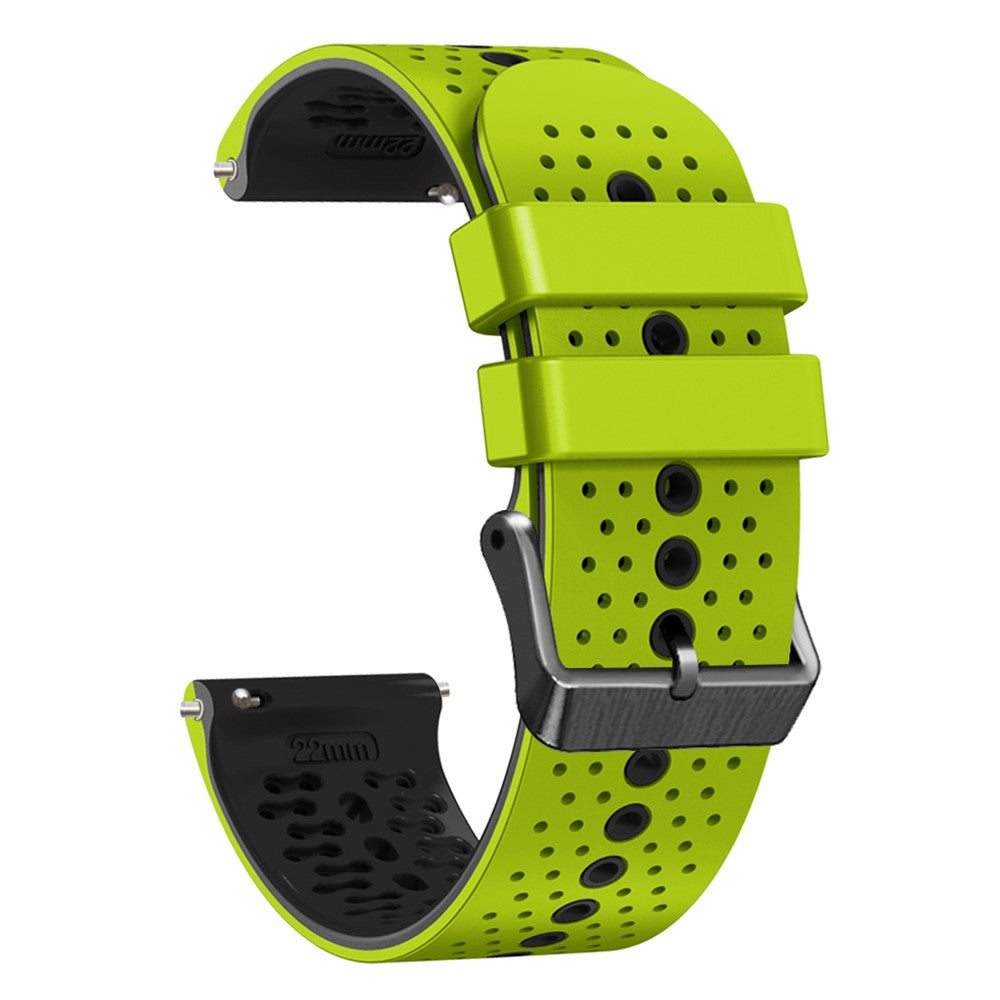22mm Universal dual color silicone watch strap - Lime / Black#serie_11