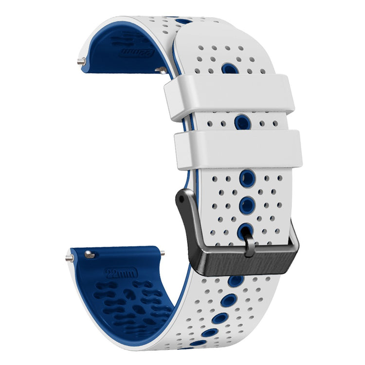 22mm Universal dual color silicone watch strap - White / Blue#serie_2