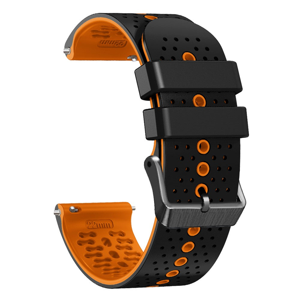 22mm Universal dual color silicone watch strap - Black / Orange#serie_4
