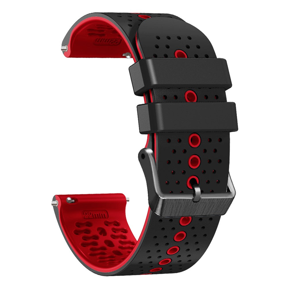 22mm Universal dual color silicone watch strap - Black / Red#serie_5