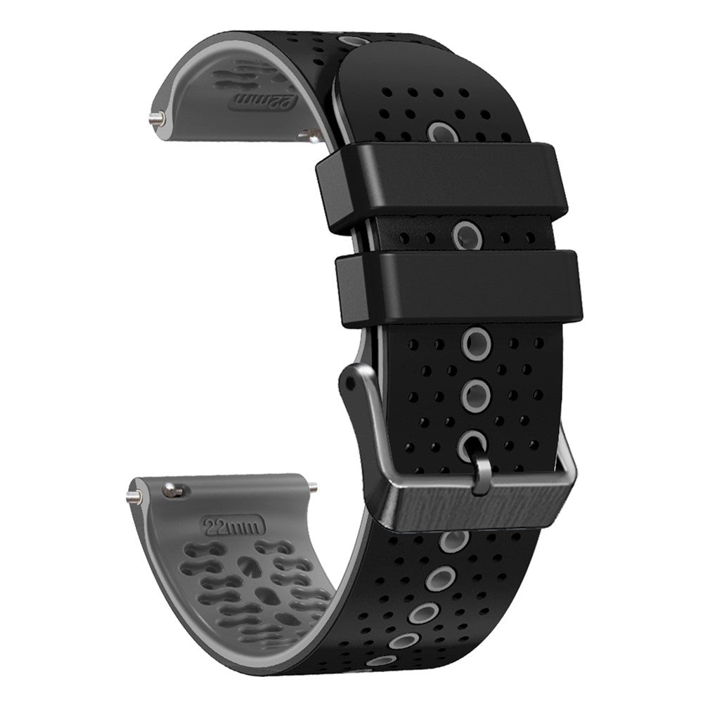 22mm Universal dual color silicone watch strap - Black / Grey#serie_6