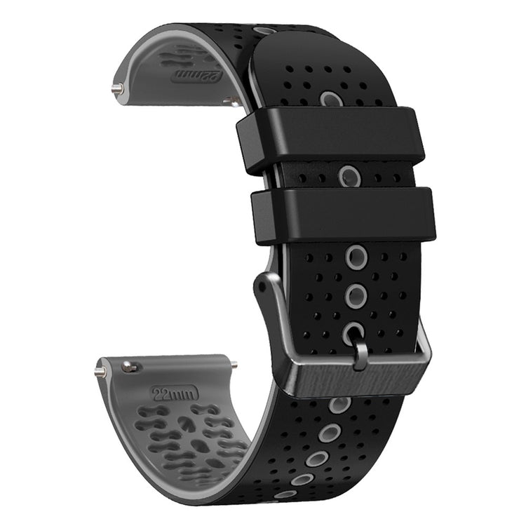 22mm Universal dual color silicone watch strap - Black / Grey#serie_6