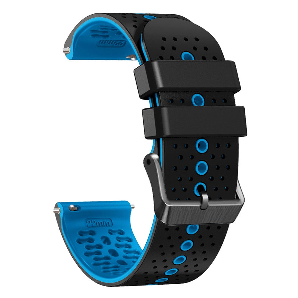 22mm Universal dual color silicone watch strap - Black / Sky Blue#serie_7