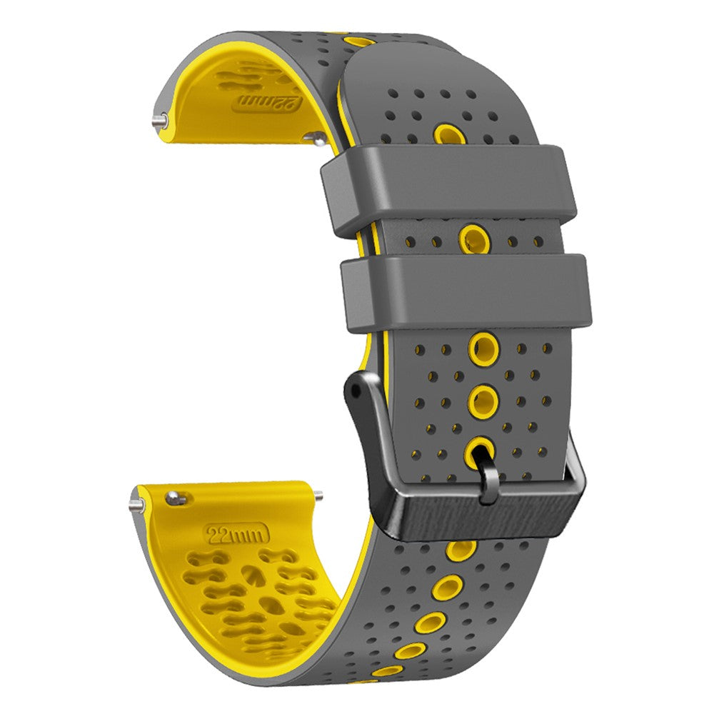 22mm Universal dual color silicone watch strap - Grey / Yellow#serie_9