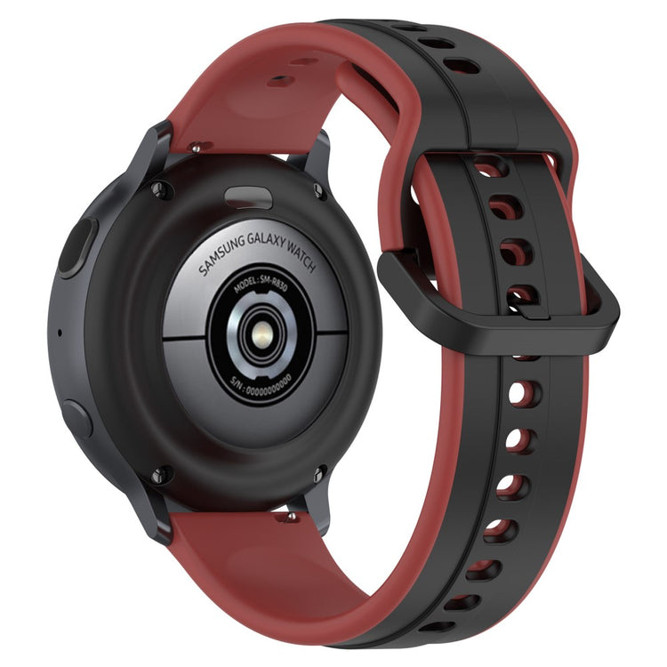 22mm Universal dual color silicone strap - Black / Dark Red#serie_10
