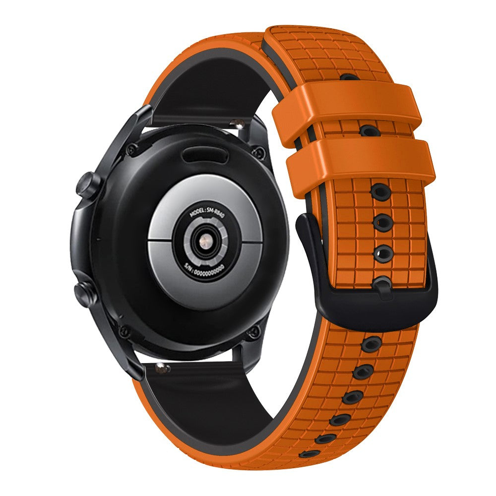 20mm Universal grid texture on silicone strap - Orange / Black#serie_2