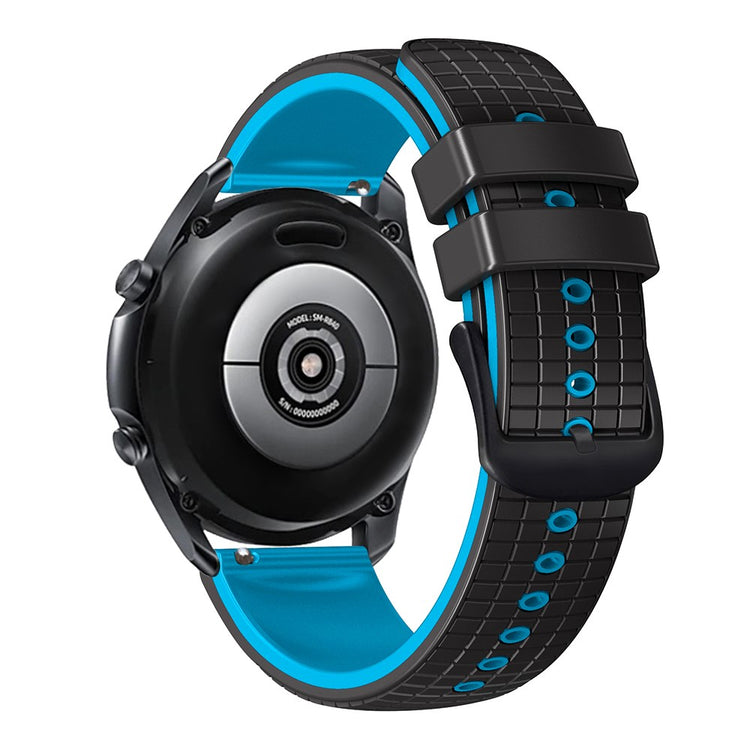 20mm Universal grid texture on silicone strap - Black / Sky Blue#serie_8