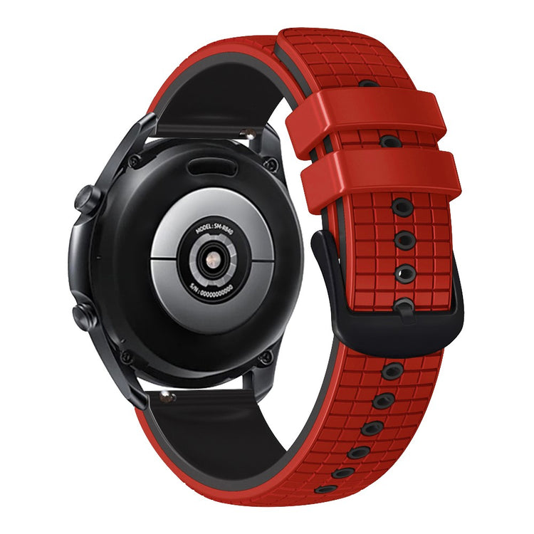 20mm Universal grid texture on silicone strap - Red / Black#serie_9