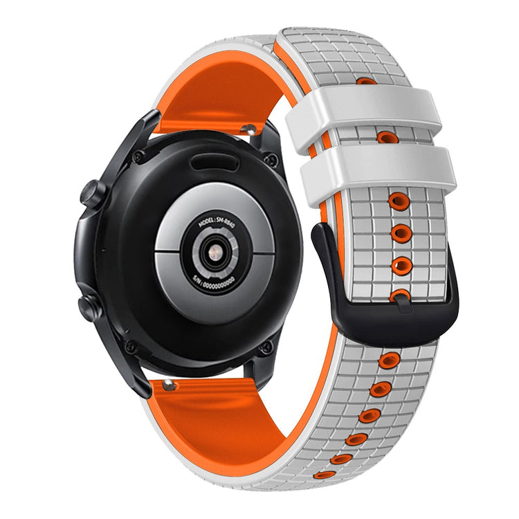 22mm Universal grid texture on silicone strap - White / Orange#serie_1