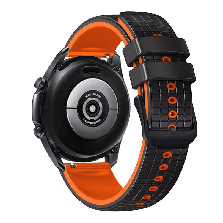 22mm Universal grid texture on silicone strap - Black / Orange#serie_4