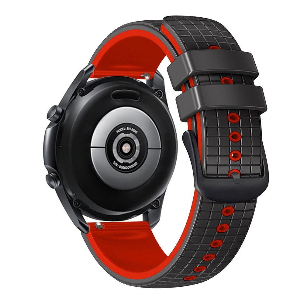 22mm Universal grid texture on silicone strap - Black / Red#serie_5