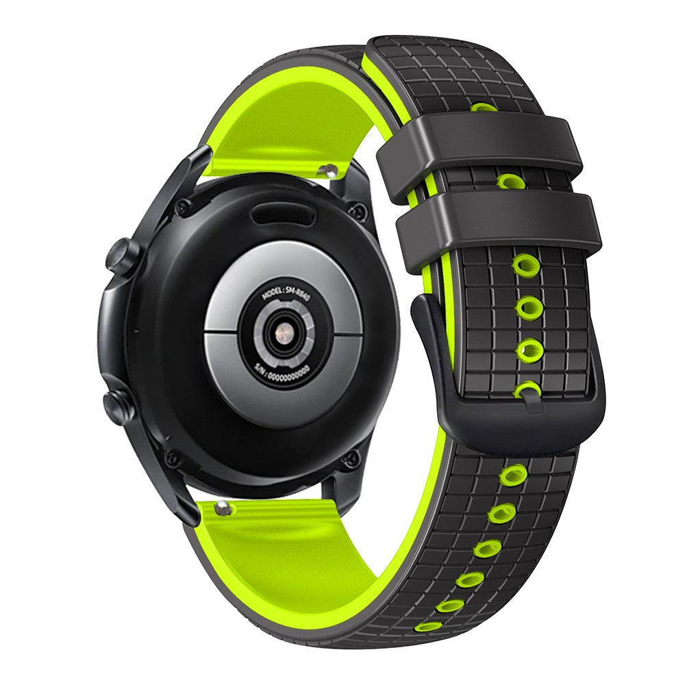 22mm Universal grid texture on silicone strap - Black / Lime#serie_7
