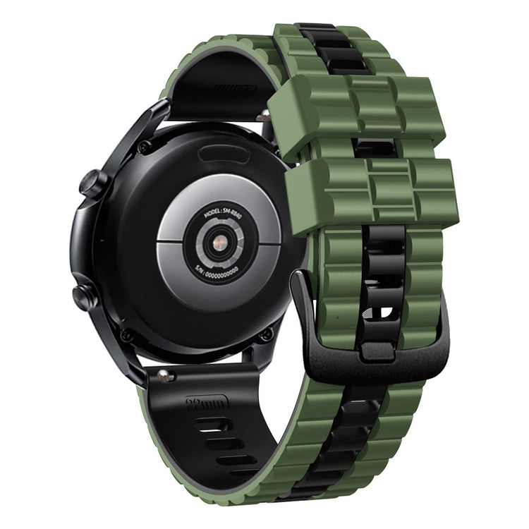 22mm Universal wave style strap - Army Green / Black#serie_1