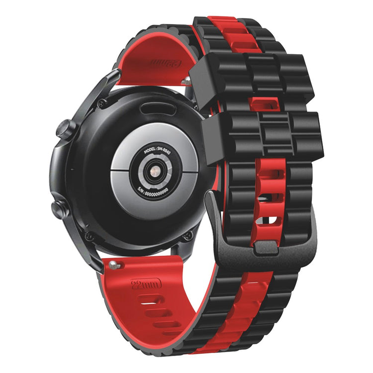 22mm Universal wave style strap - Black / Red#serie_7