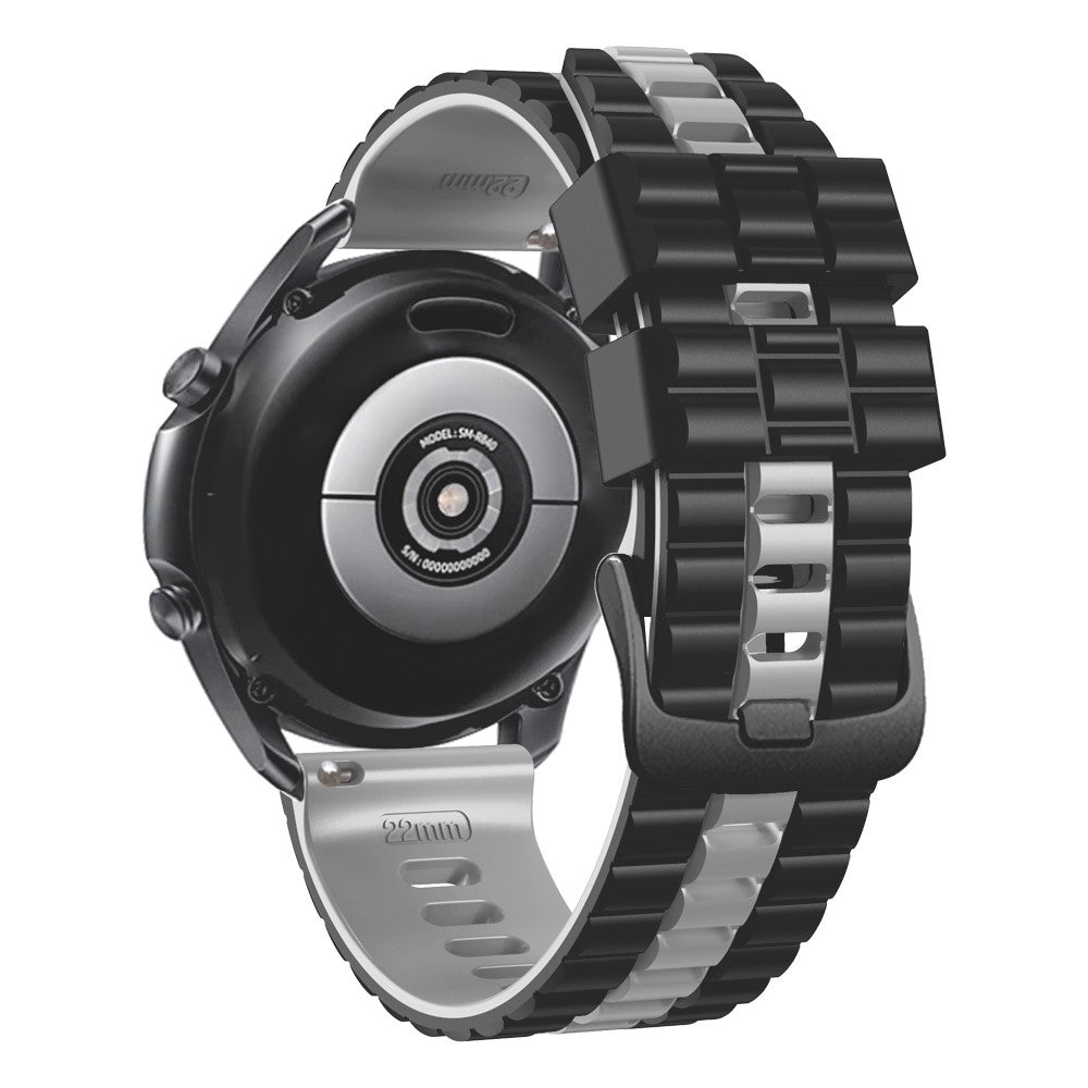 22mm Universal wave style strap - Black / Grey#serie_8