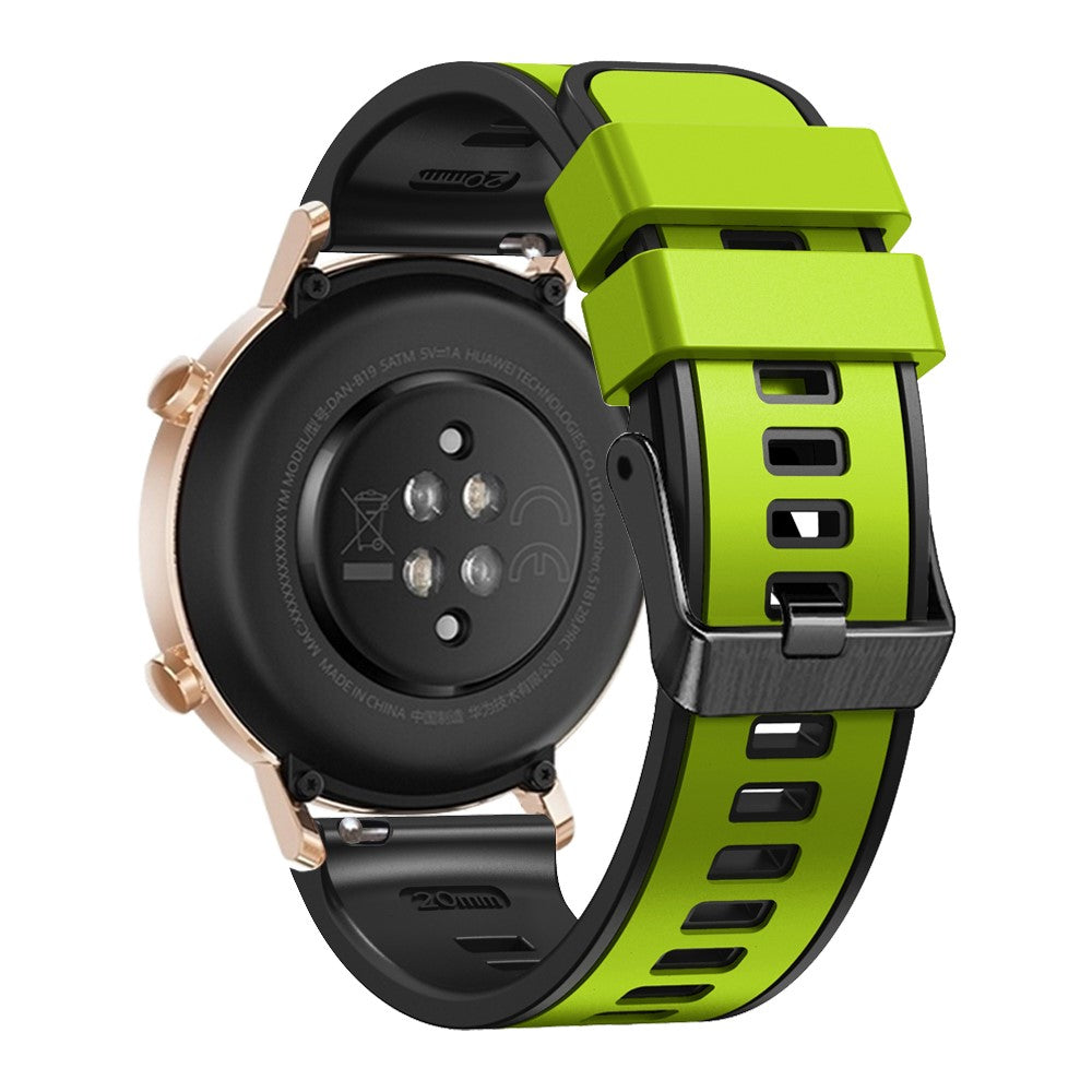 22mm Universal dual color silicone strap - Lime / Black#serie_12