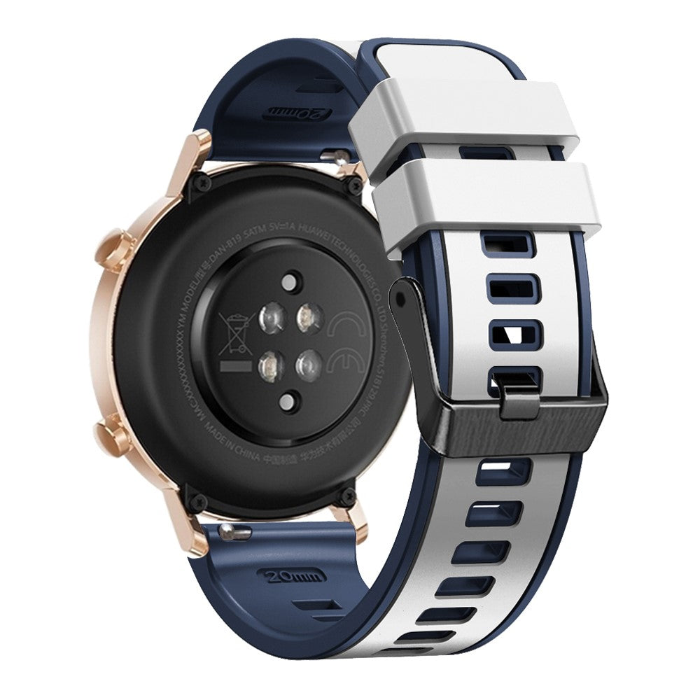 22mm Universal dual color silicone strap - White / Blue#serie_2