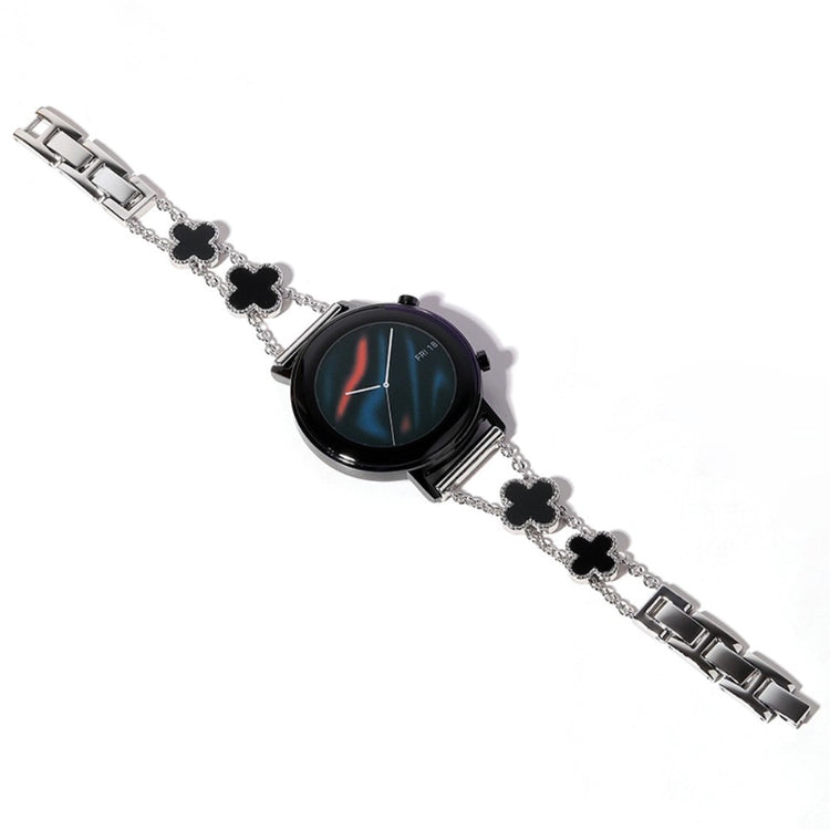 20mm Universal aluminum alloy clover adorned strap - Silver / Black#serie_2