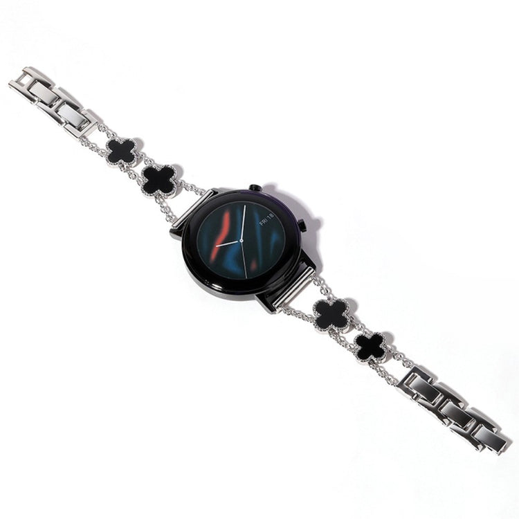 22mm Universal aluminum alloy clover adorned strap - Silver / Black#serie_2