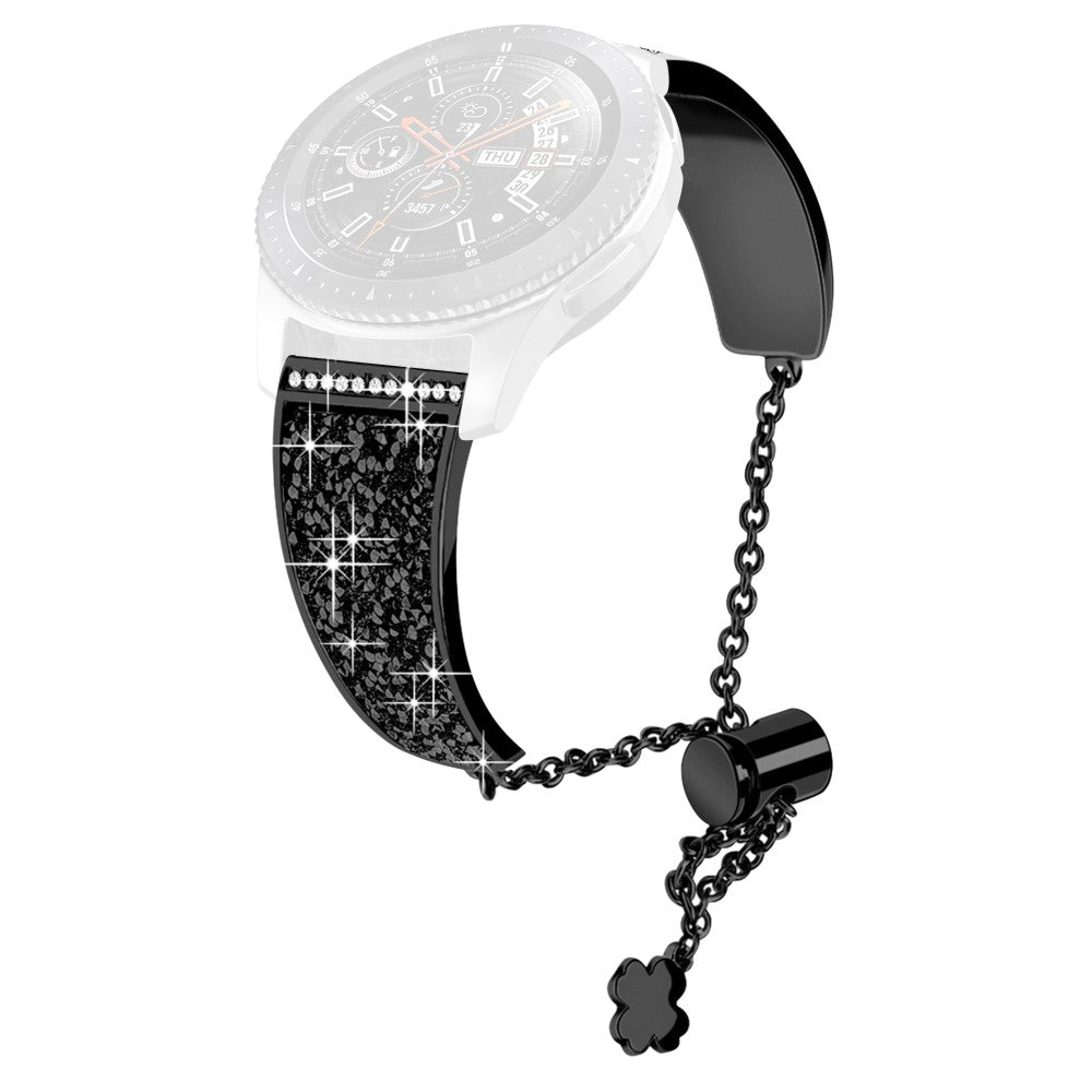 22mm Universal glitter décor metal strap - Black / Black Rhinestone#serie_2