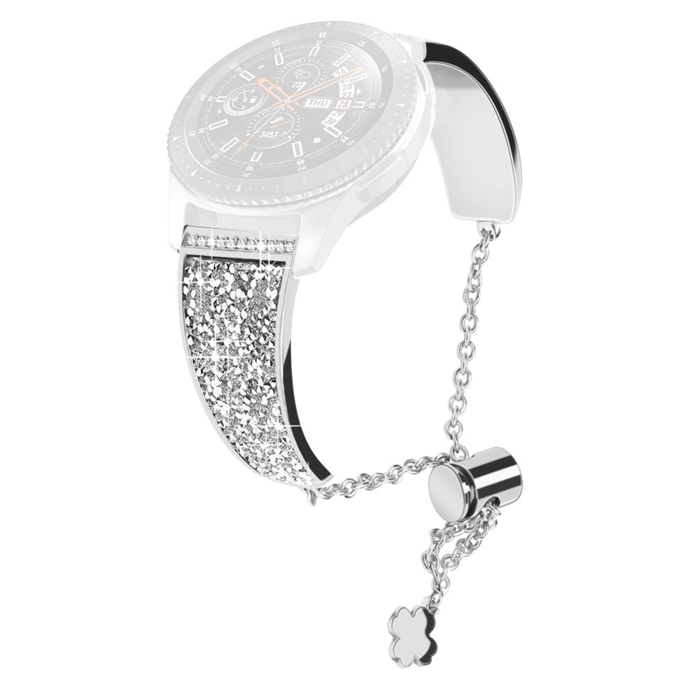 22mm Universal glitter décor metal strap - Silver / Silver Rhinestone#serie_4