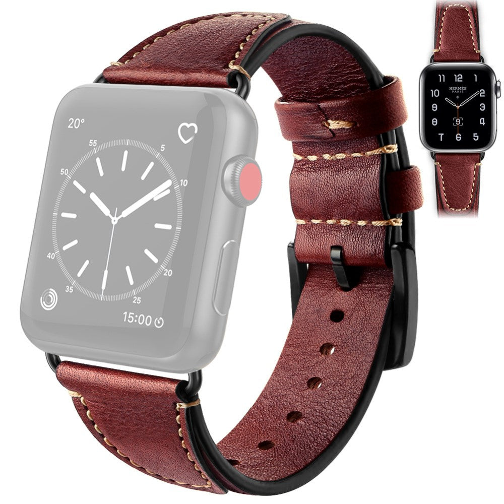 Mega skΓΈn Apple Watch Series 7 41mm Γgte lΓ¦der Rem - RΓΈd#serie_1