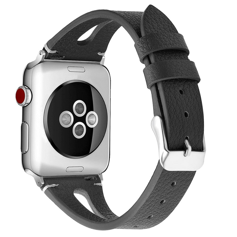 Rigtigt fint Apple Watch Series 7 41mm Γgte lΓ¦der Rem - Sort#serie_1