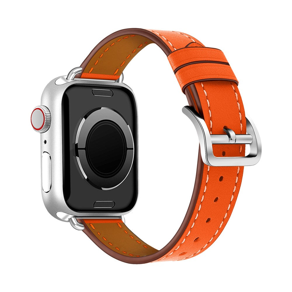 Meget elegant Apple Watch Series 7 41mm Γgte lΓ¦der Rem - Orange#serie_1