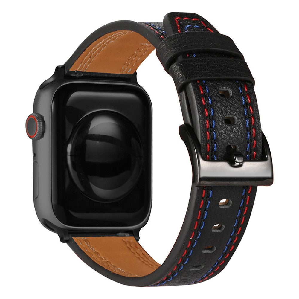 Mega kΓΈnt Apple Watch Series 7 41mm Γgte lΓ¦der Rem - Sort#serie_1