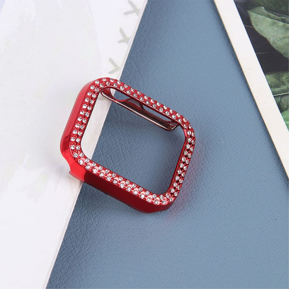 Apple Watch Series 7 41mm Beskyttende Plastik og Rhinsten Bumper - Rød#serie_10