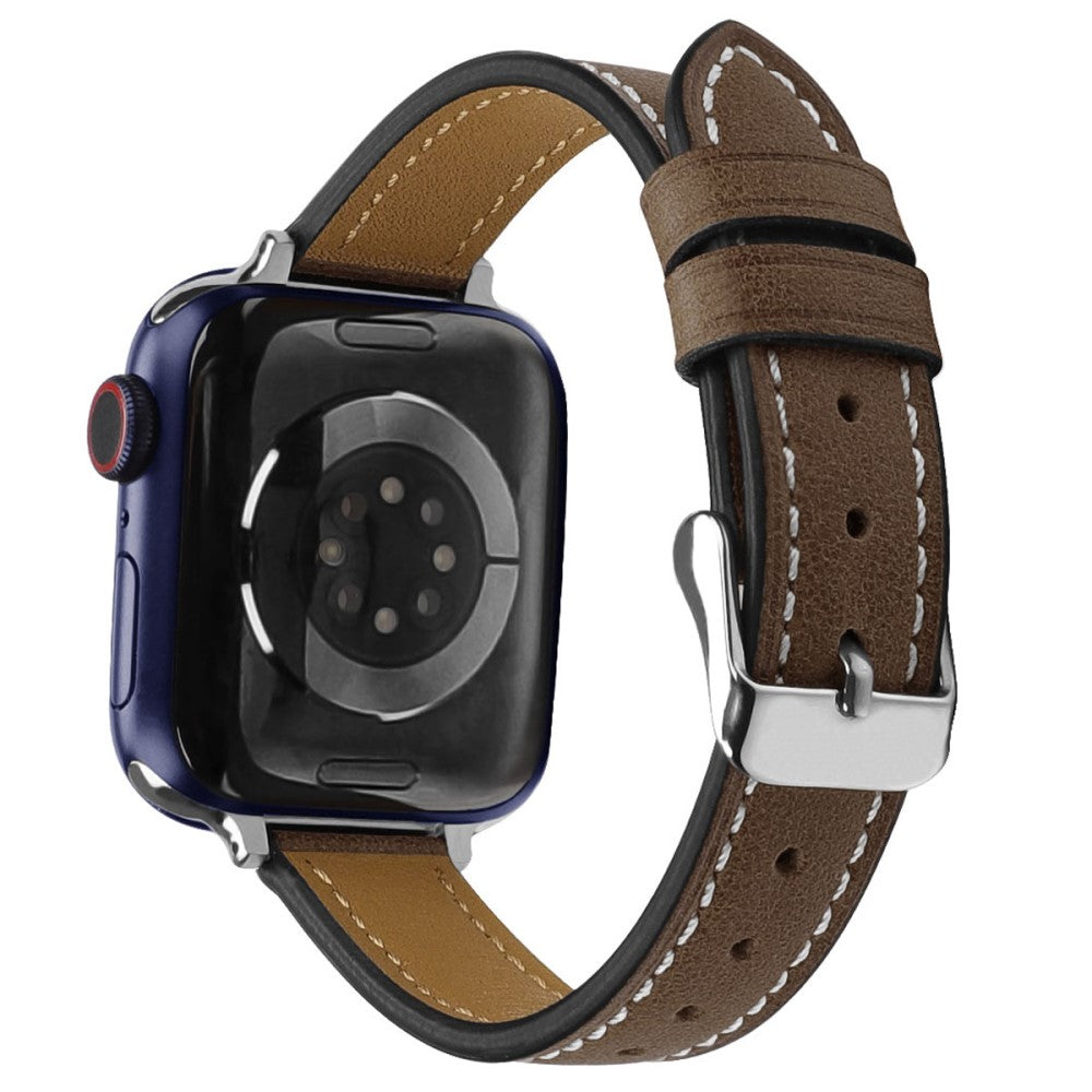 Rigtigt godt Apple Watch Series 7 41mm Γgte lΓ¦der Rem - Brun#serie_1