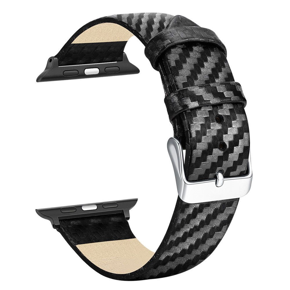 Cool Apple Watch Series 7 41mm Γgte lΓ¦der og Plastik Rem - Sort#serie_137