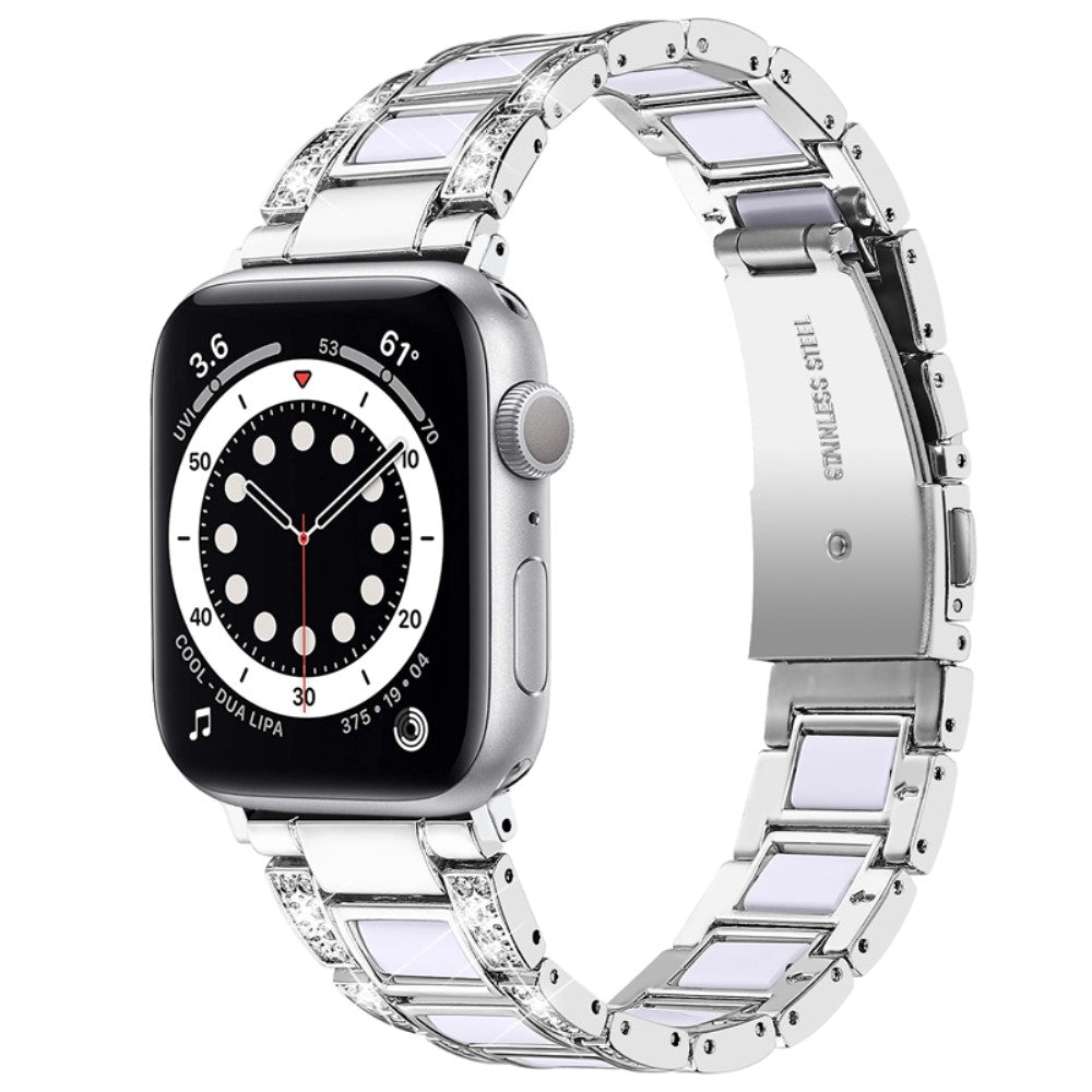 Komfortabel Apple Watch Series 7 41mm Metal og Rhinsten Rem - SΓΈlv#serie_1
