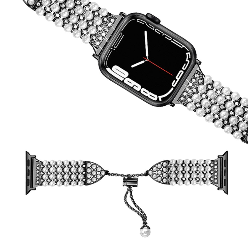 Mega skΓΈn Apple Watch Series 7 41mm Metal og Rhinsten Rem - Sort#serie_1