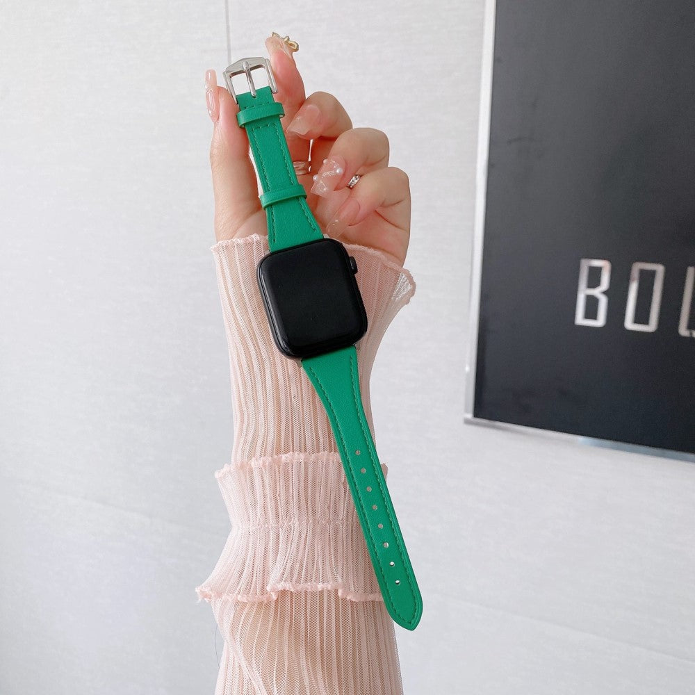Flot Universal Apple Ægte læder Urrem - Grøn#serie_3