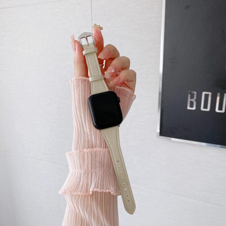 Flot Universal Apple Ægte læder Urrem - Beige#serie_4