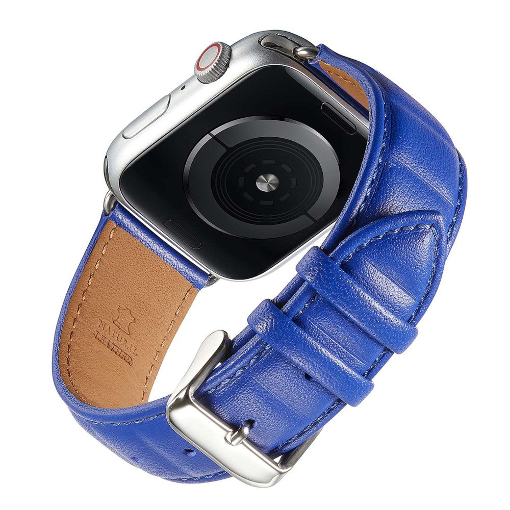 Godt Universal Apple Ægte læder Urrem - Blå#serie_5