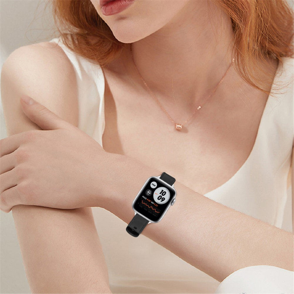 Rigtigt cool Universal Apple Ægte læder Urrem - Sort#serie_2