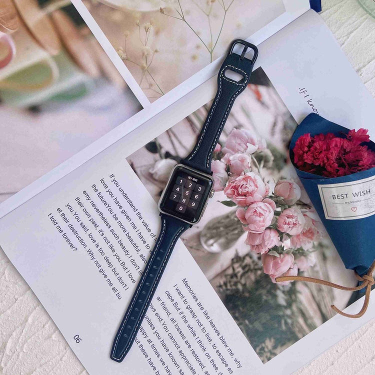 Rigtigt cool Universal Apple Ægte læder Urrem - Sort#serie_3