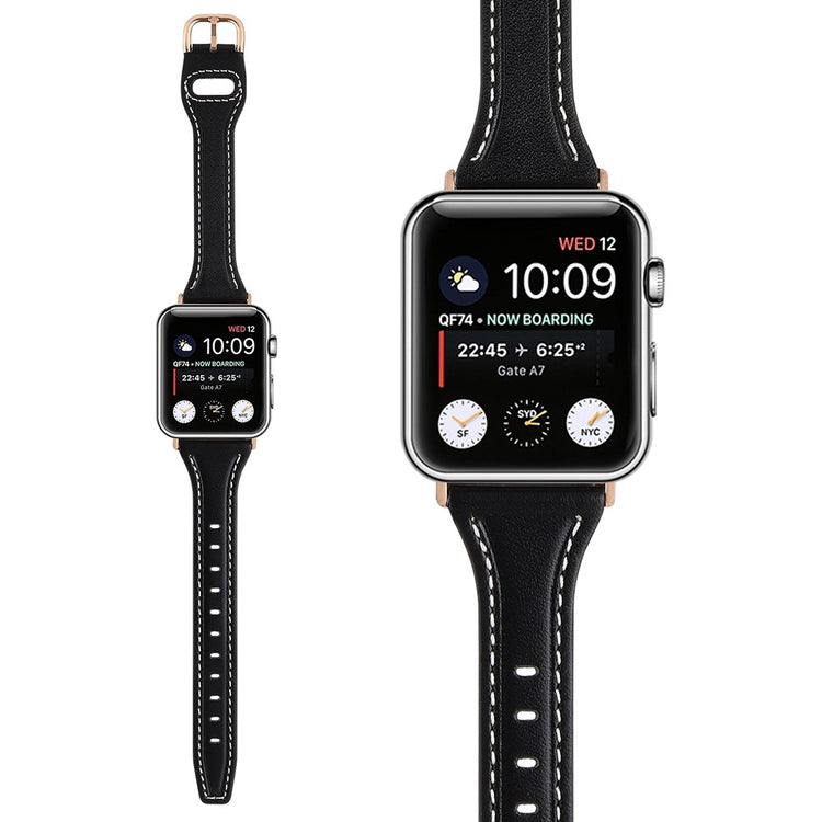 Rigtigt cool Universal Apple Ægte læder Urrem - Sort#serie_4