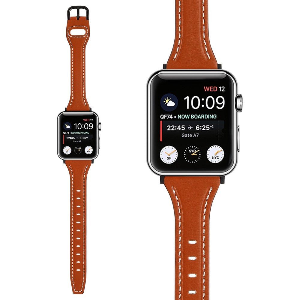 Rigtigt cool Universal Apple Ægte læder Urrem - Brun#serie_6