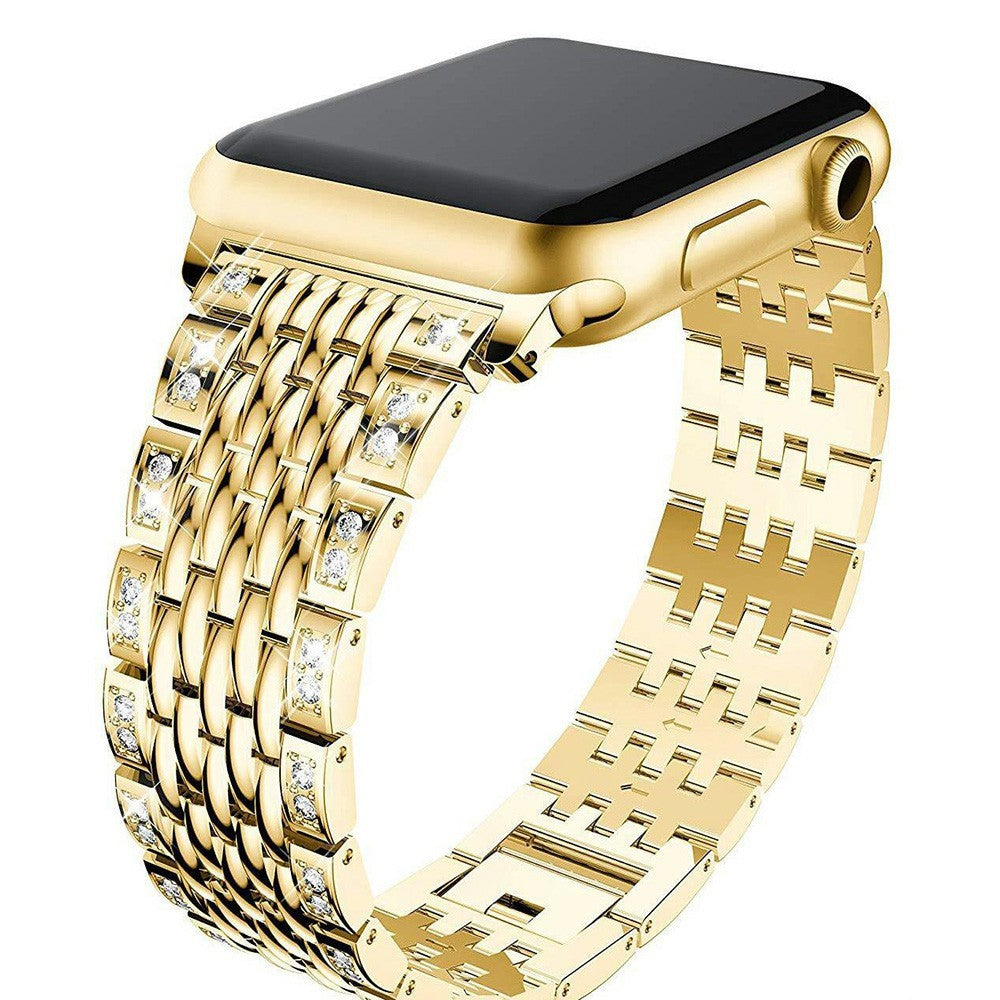 Vildt kønt Universal Apple Metal og Rhinsten Rem - Guld#serie_4